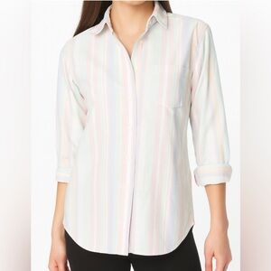 L.L. Bean Vintage Womens Shirt S Striped Button-Up Pastel Multicolor